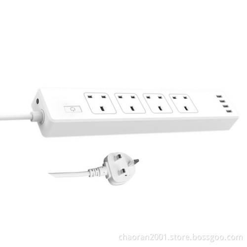 UK Wifi Power Strip Surge Protector Outlet Power Strip With Usb Ports Etl Extension Cord Power Strip TUYA